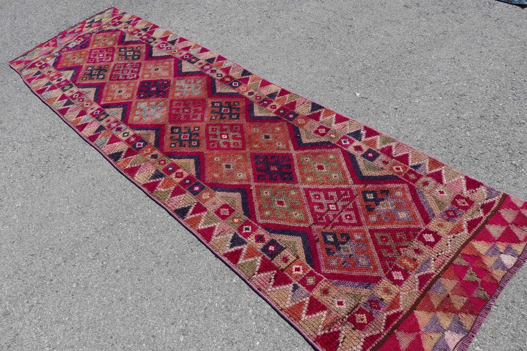 Vintage Turkish Runner rug 2.9 x 10.1 ft
