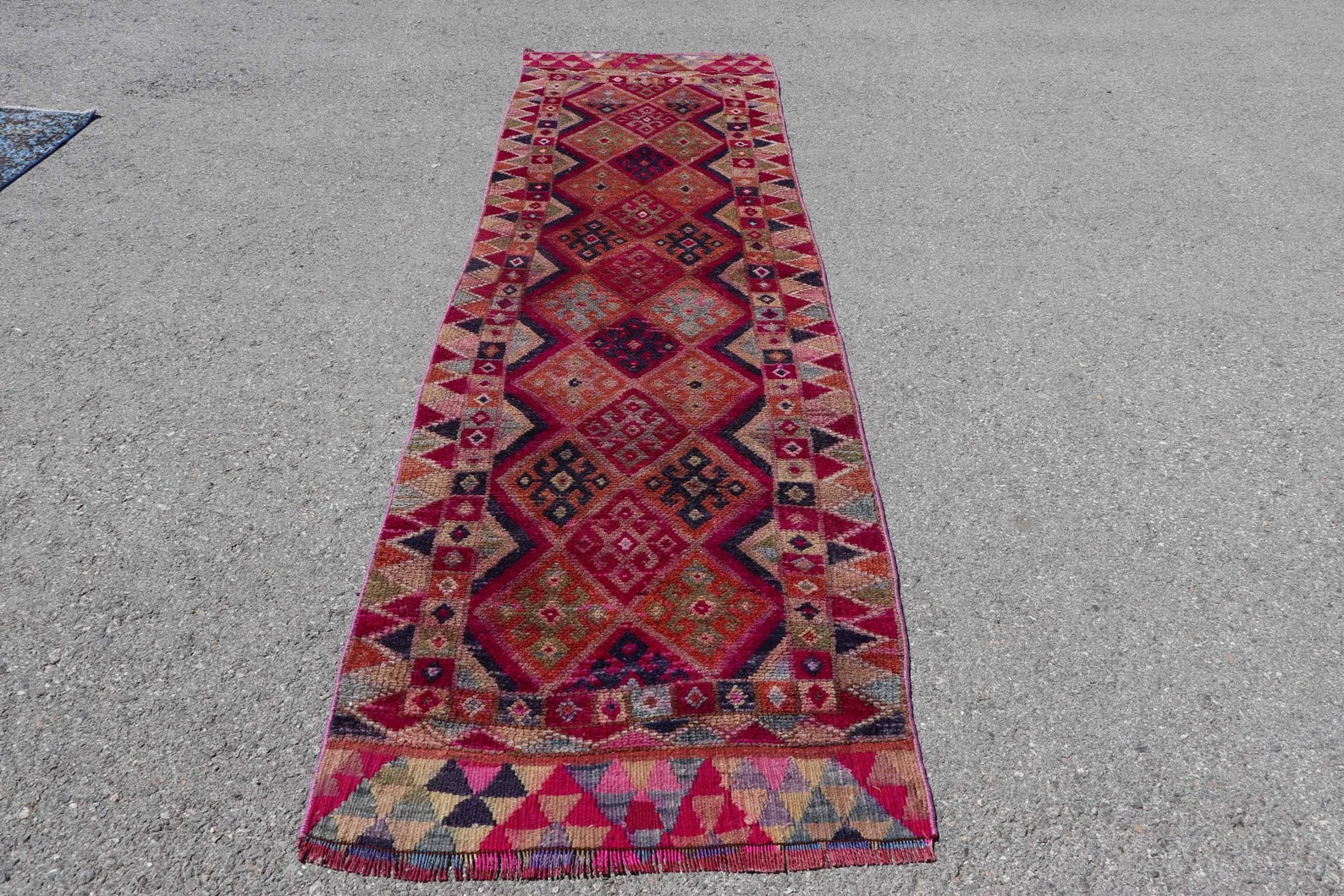 Vintage Turkish Runner rug 2.9 x 10.1 ft