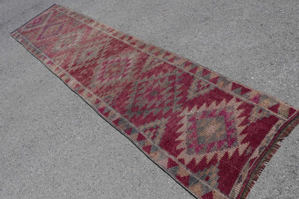 Vintage Turkish Runner Rug 2.6 x 11 ft