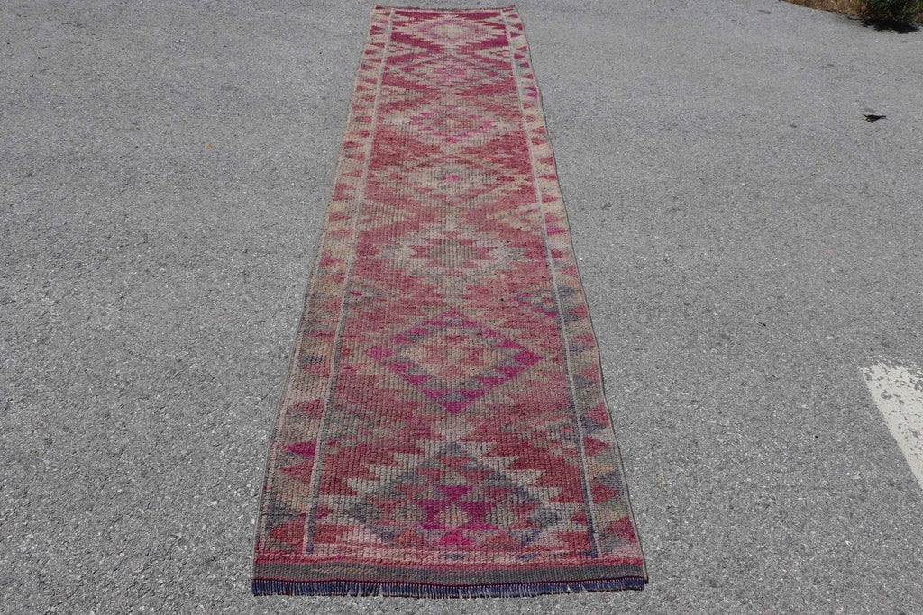 Vintage Turkish Runner Rug 2.6 x 11 ft