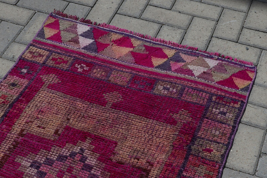 Vintage Turkish Runner Rug 2.8 x 12 ft