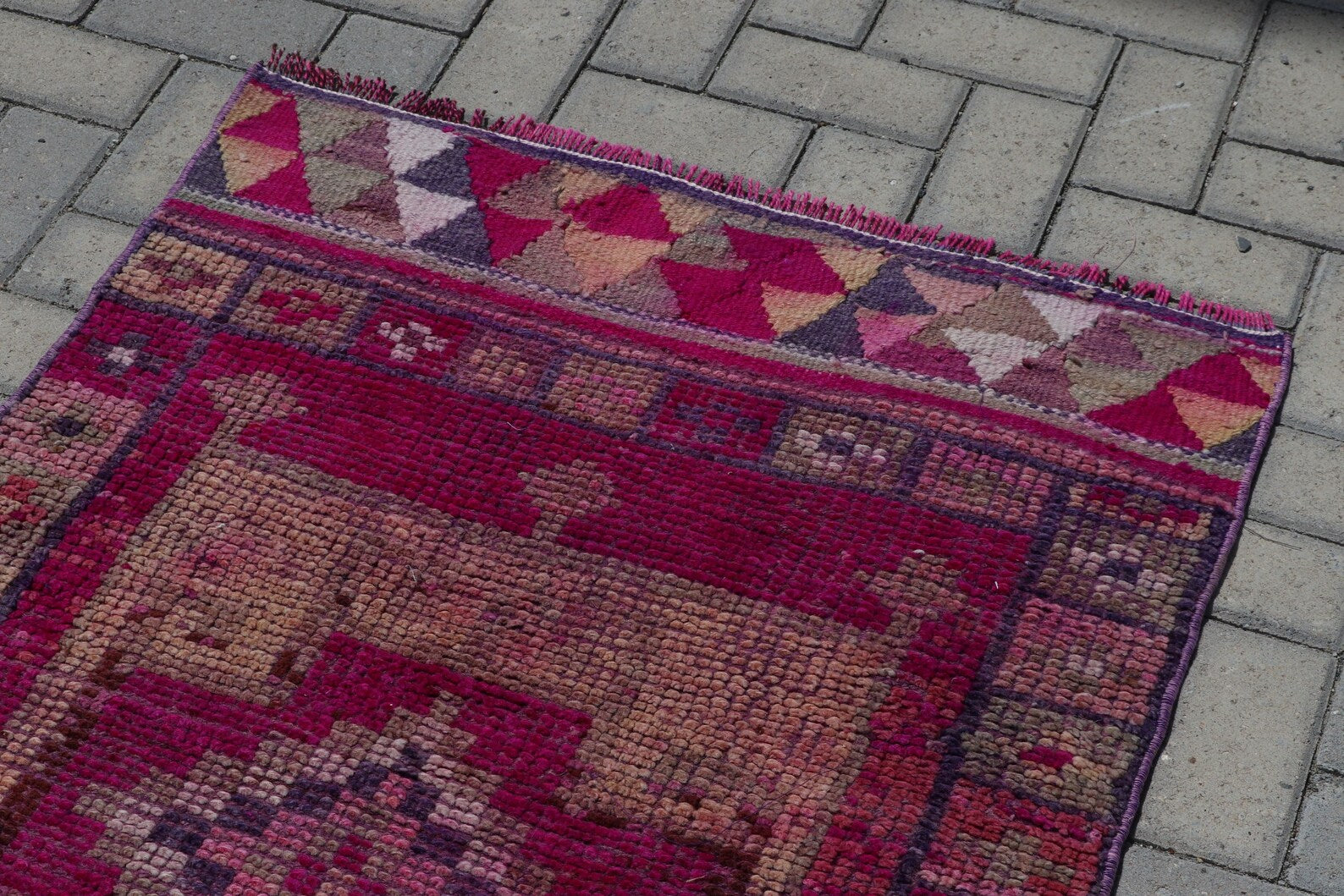 Vintage Turkish Runner Rug 2.8 x 12 ft