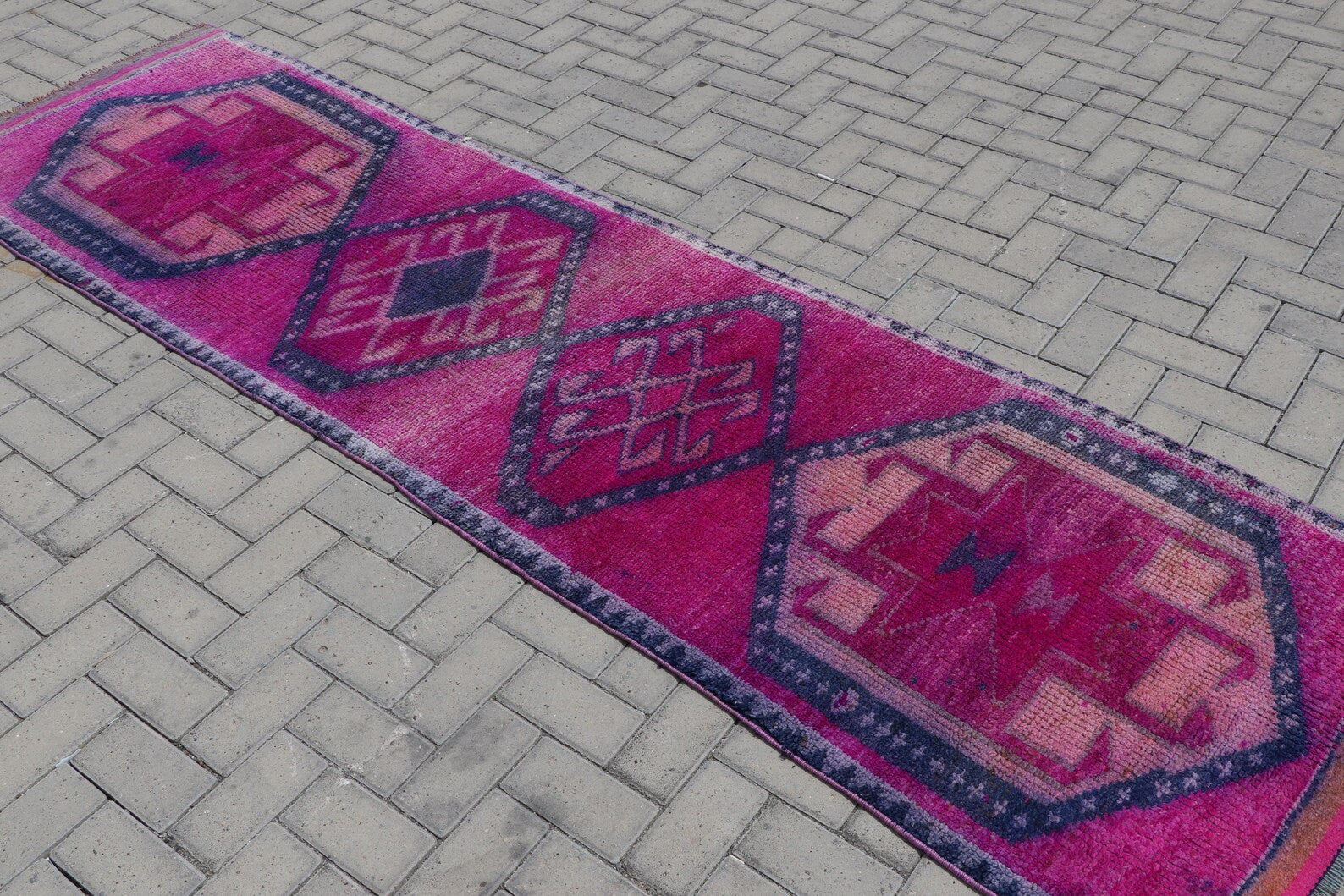Vintage Turkish Runner Rug 2.9 x 10.3 ft