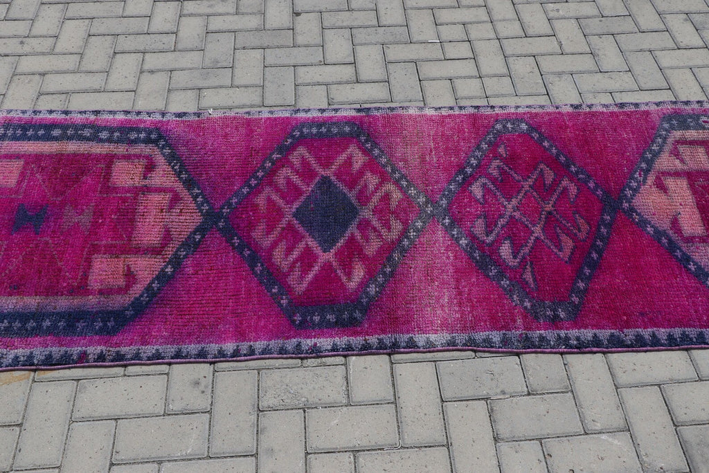 Vintage Turkish Runner Rug 2.9 x 10.3 ft