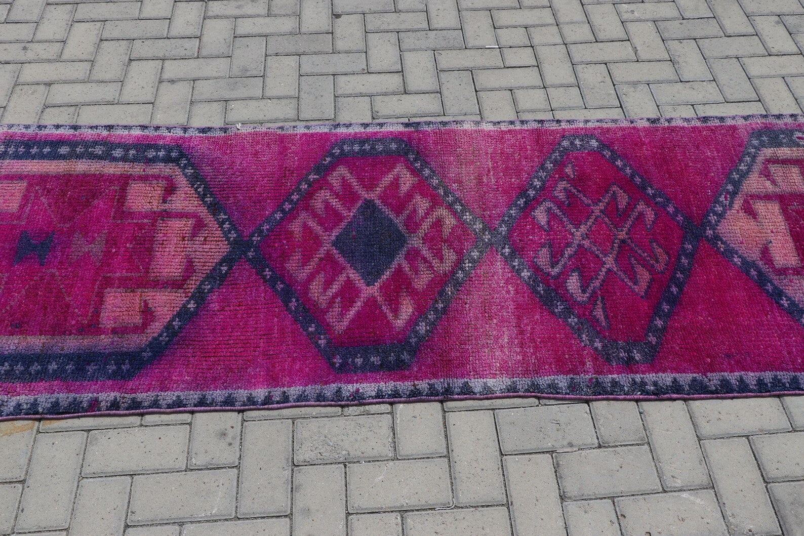 Vintage Turkish Runner Rug 2.9 x 10.3 ft