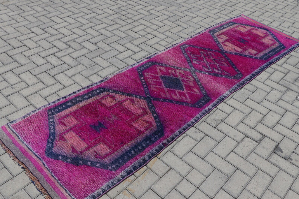 Vintage Turkish Runner Rug 2.9 x 10.3 ft