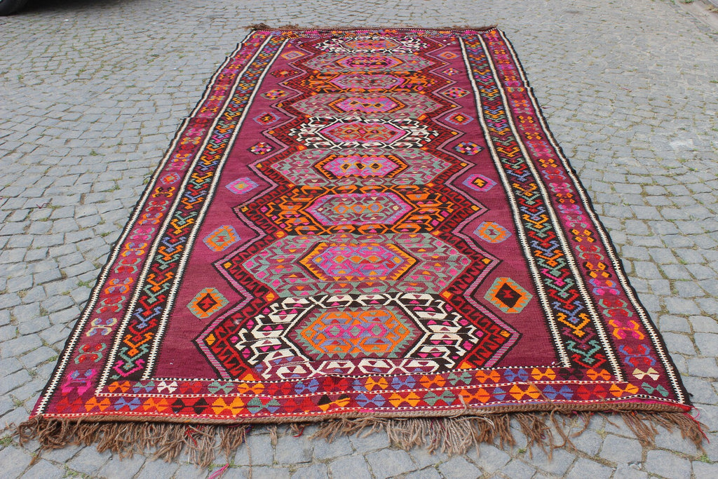 XL Vintage Turkish Accent Area Rug 6.9 x 12.9 ft