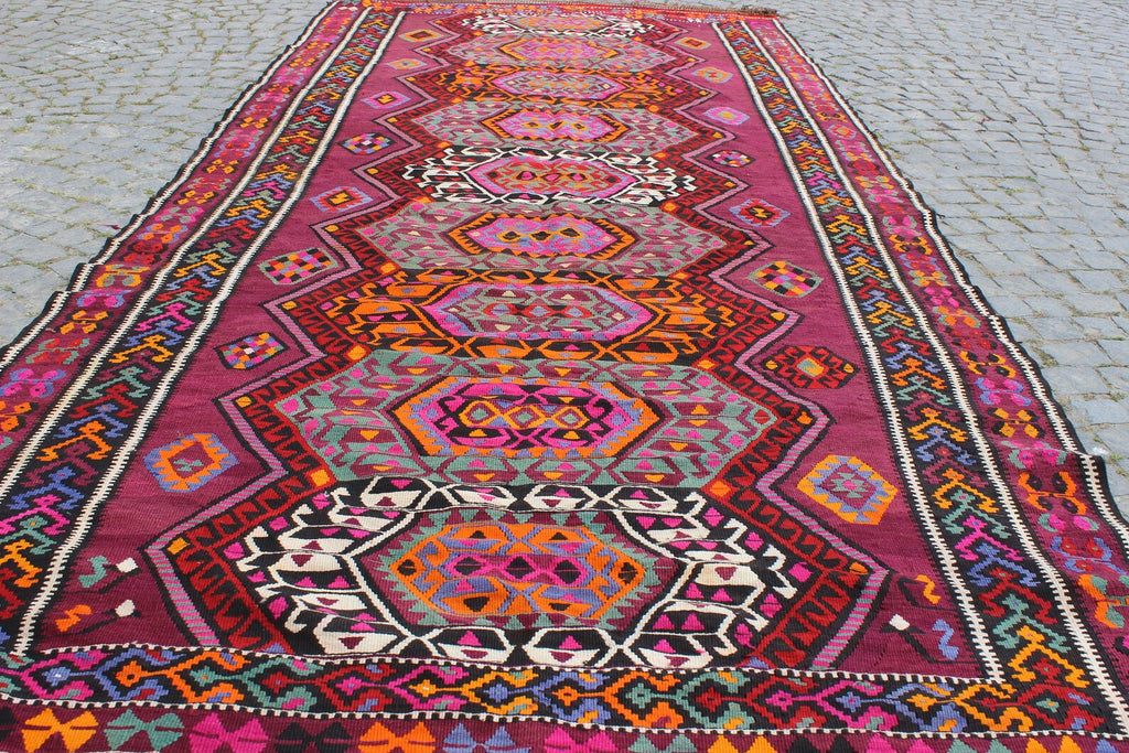 XL Vintage Turkish Accent Area Rug 6.9 x 12.9 ft