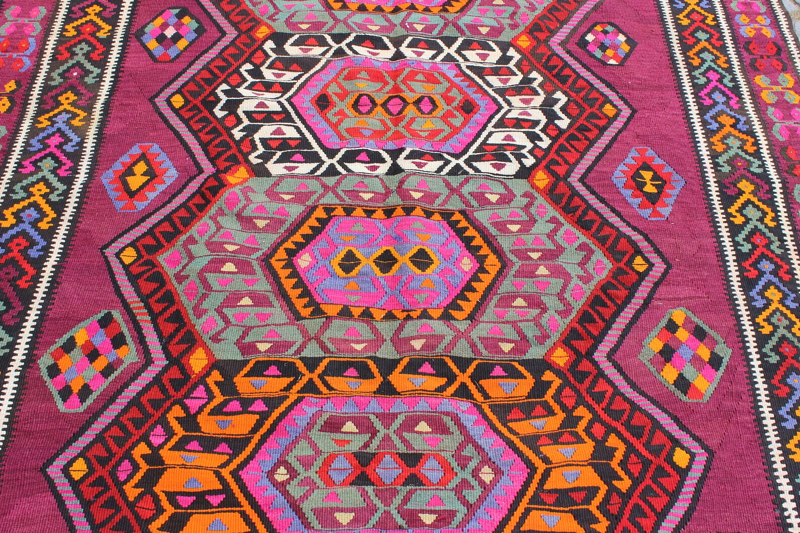 XL Vintage Turkish Accent Area Rug 6.9 x 12.9 ft