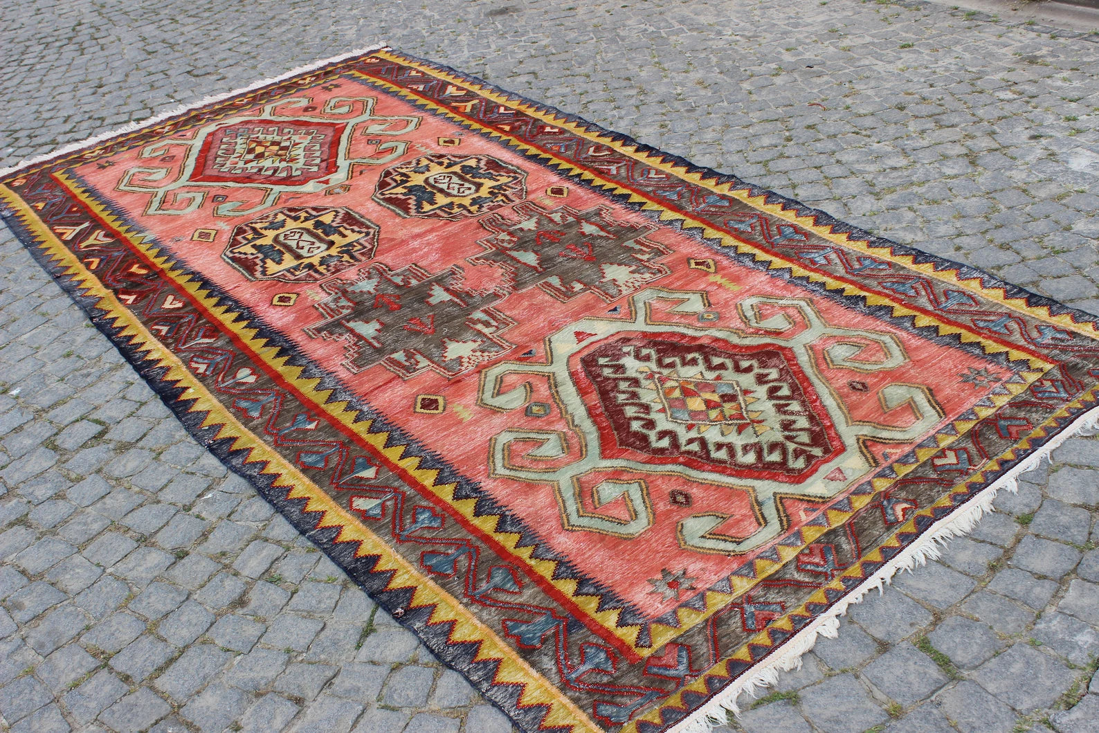 XL Vintage Turkish Accent Area Rug 5.2 x 11 ft
