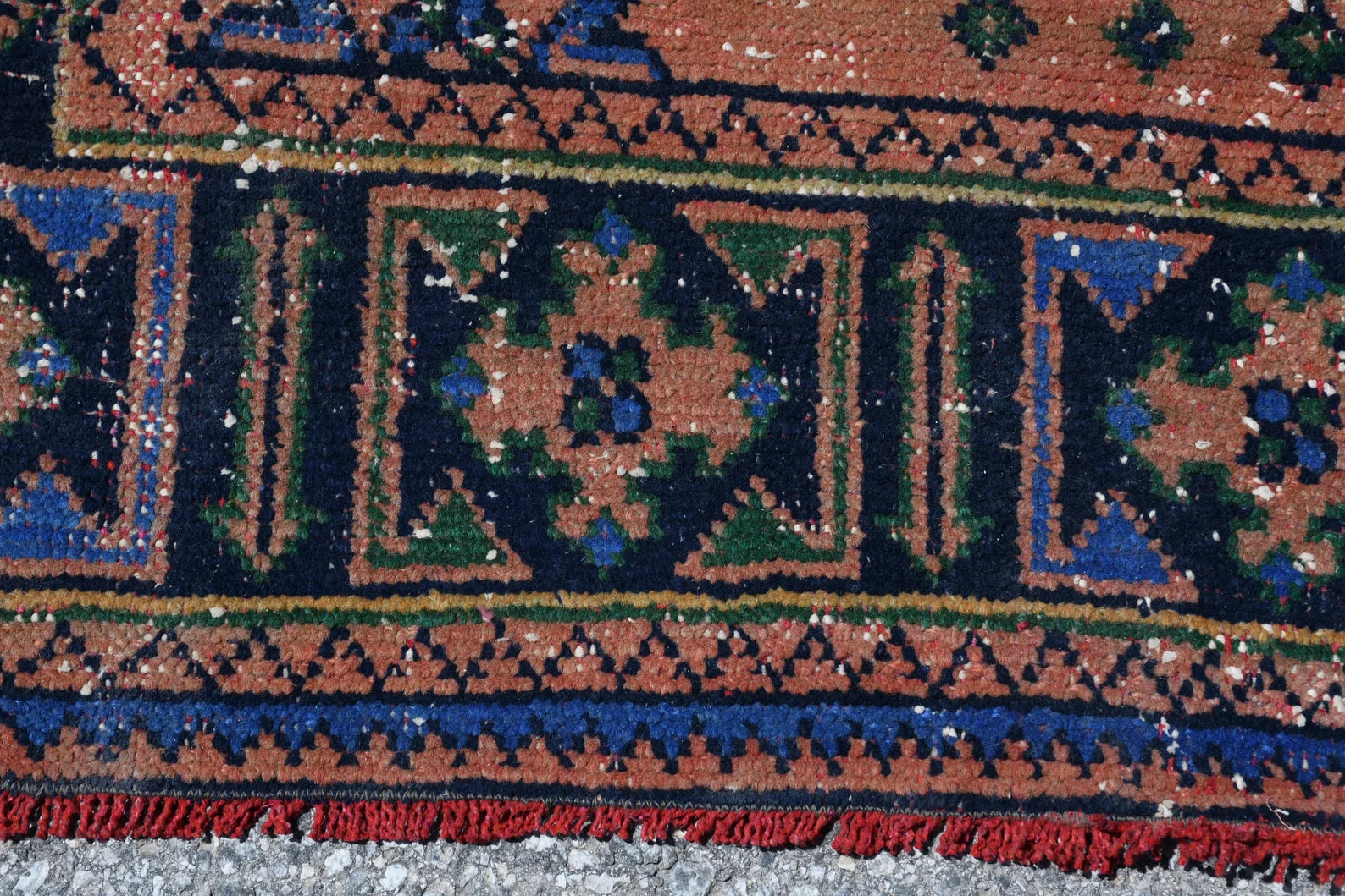 Vintage Turkish Accent Area rug 4.3 x 11.1 ft