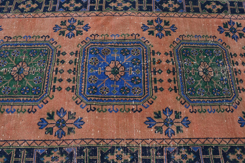 Vintage Turkish Accent Area rug 4.3 x 11.1 ft