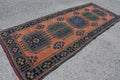 Vintage Turkish Accent Area rug 4.3 x 11.1 ft