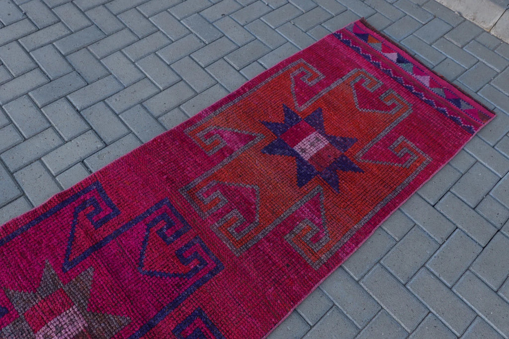 Vintage Turkish Runner rug 2.5 x 11.3 ft