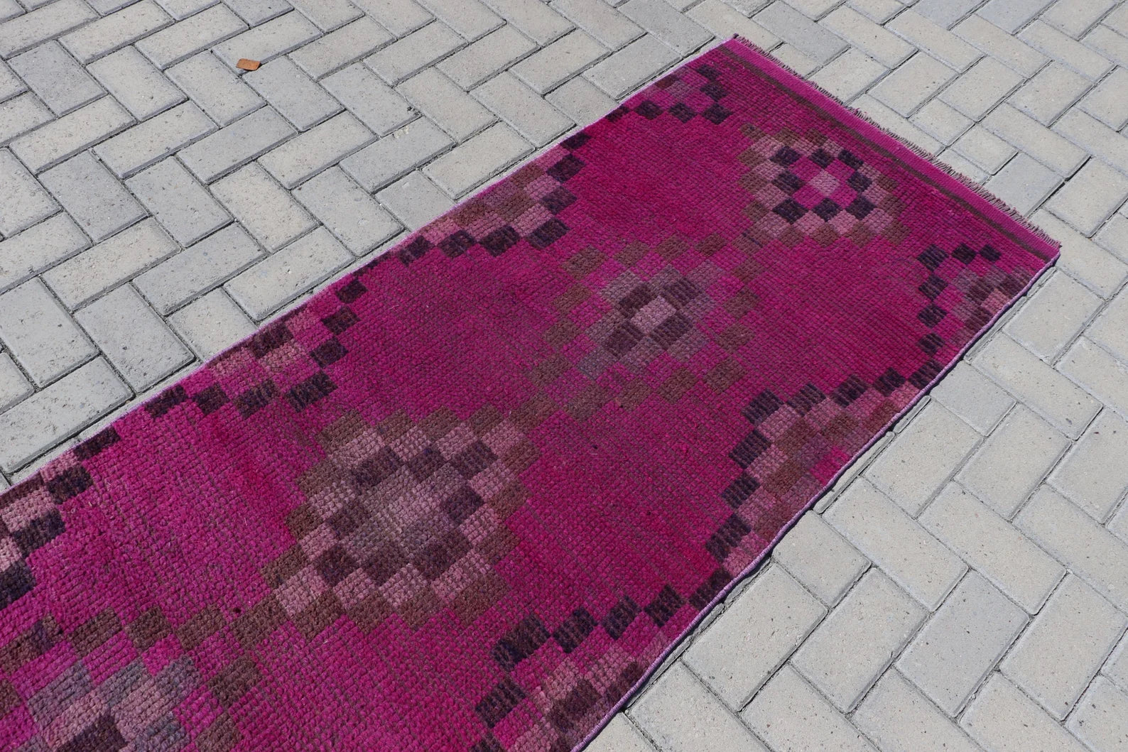 Vintage Turkish Runner Rug 2.6 x 9.8 ft
