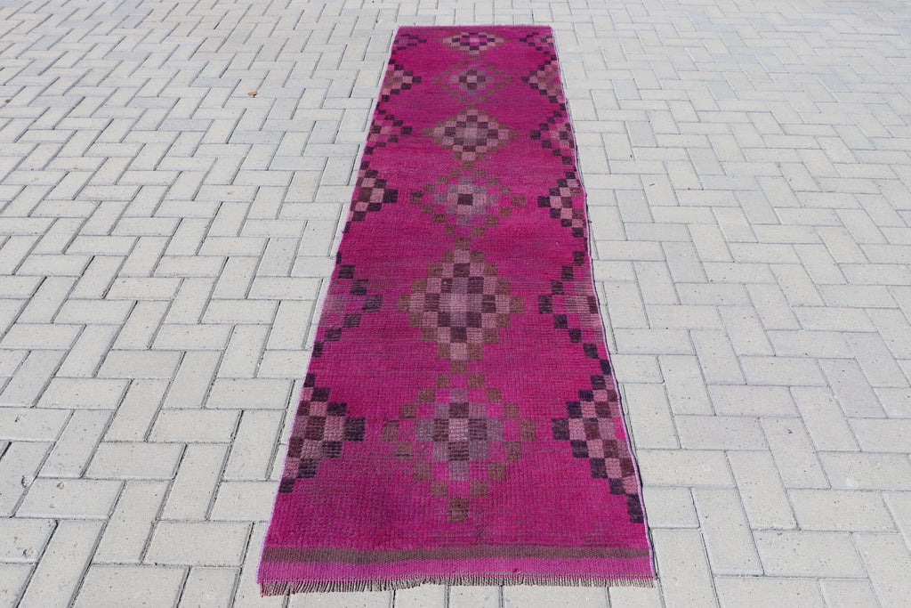 Vintage Turkish Runner Rug 2.6 x 9.8 ft
