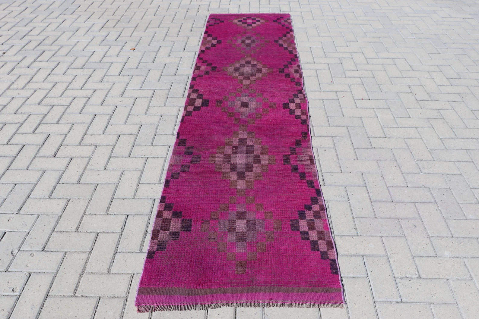 Vintage Turkish Runner Rug 2.6 x 9.8 ft