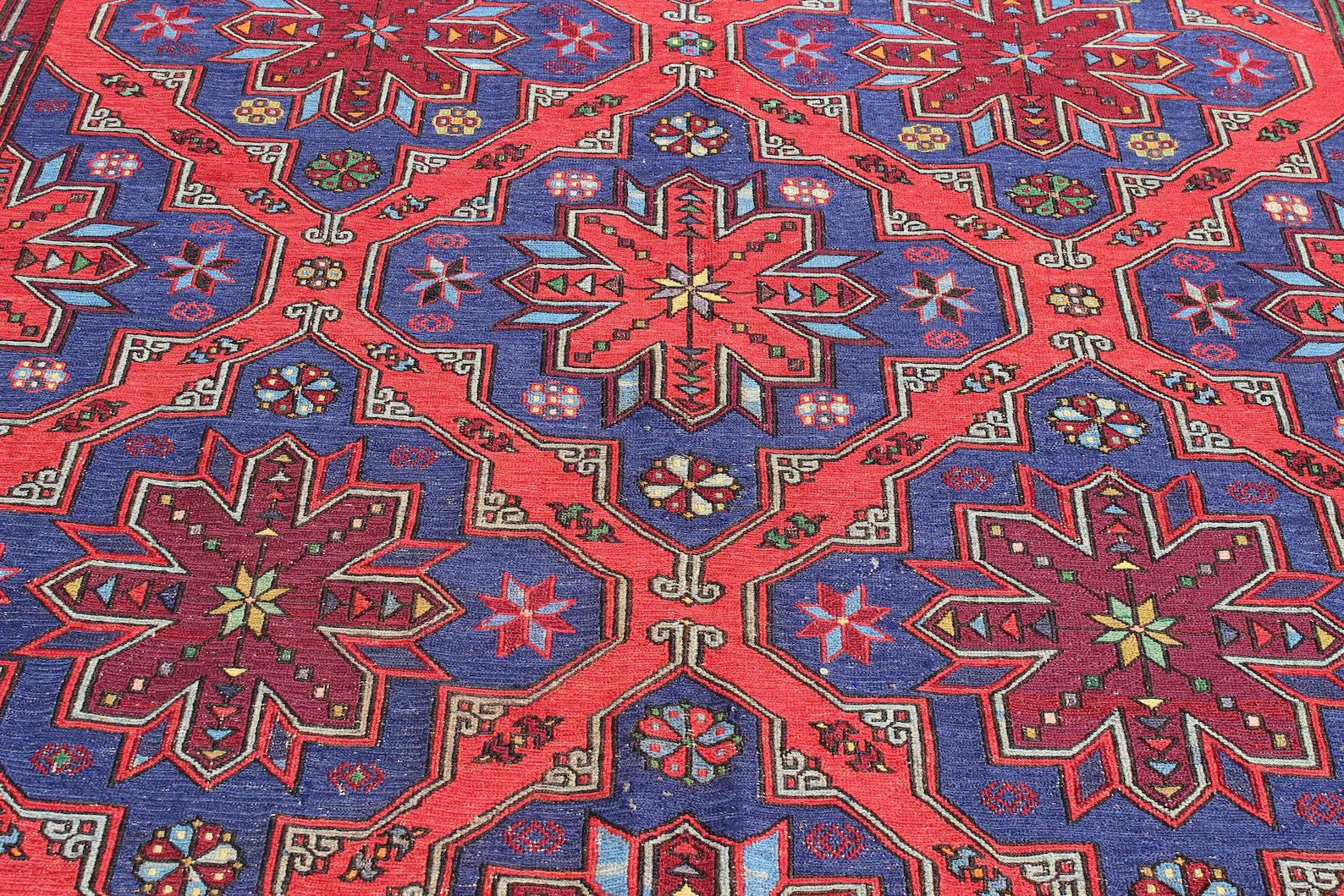 XL Vintage Soumak Accent Area Rug 7 x 12.9 ft