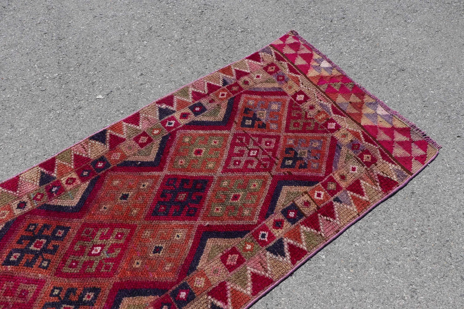 Vintage Turkish Runner rug 2.9 x 10.1 ft