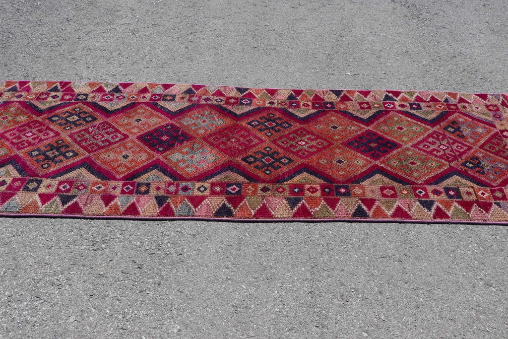 Vintage Turkish Runner rug 2.9 x 10.1 ft