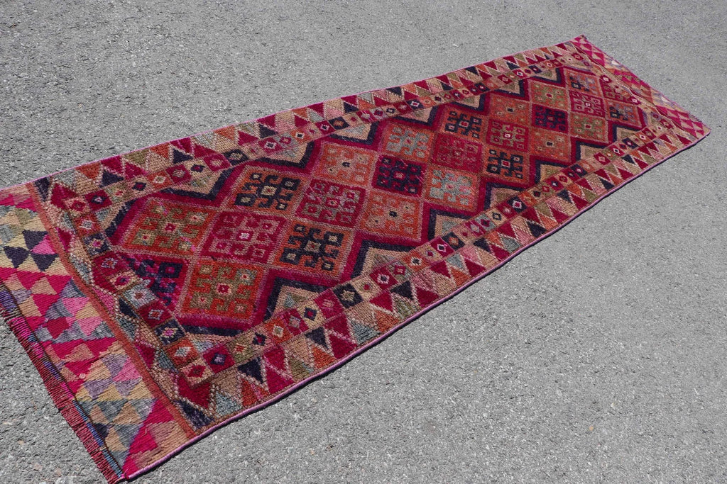 Vintage Turkish Runner rug 2.9 x 10.1 ft