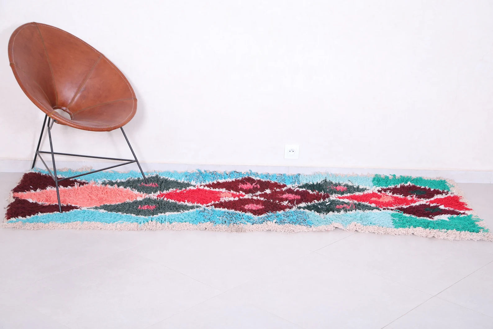 Vintage Moroccan Accent Area Rug 2.8 x 7.9 ft