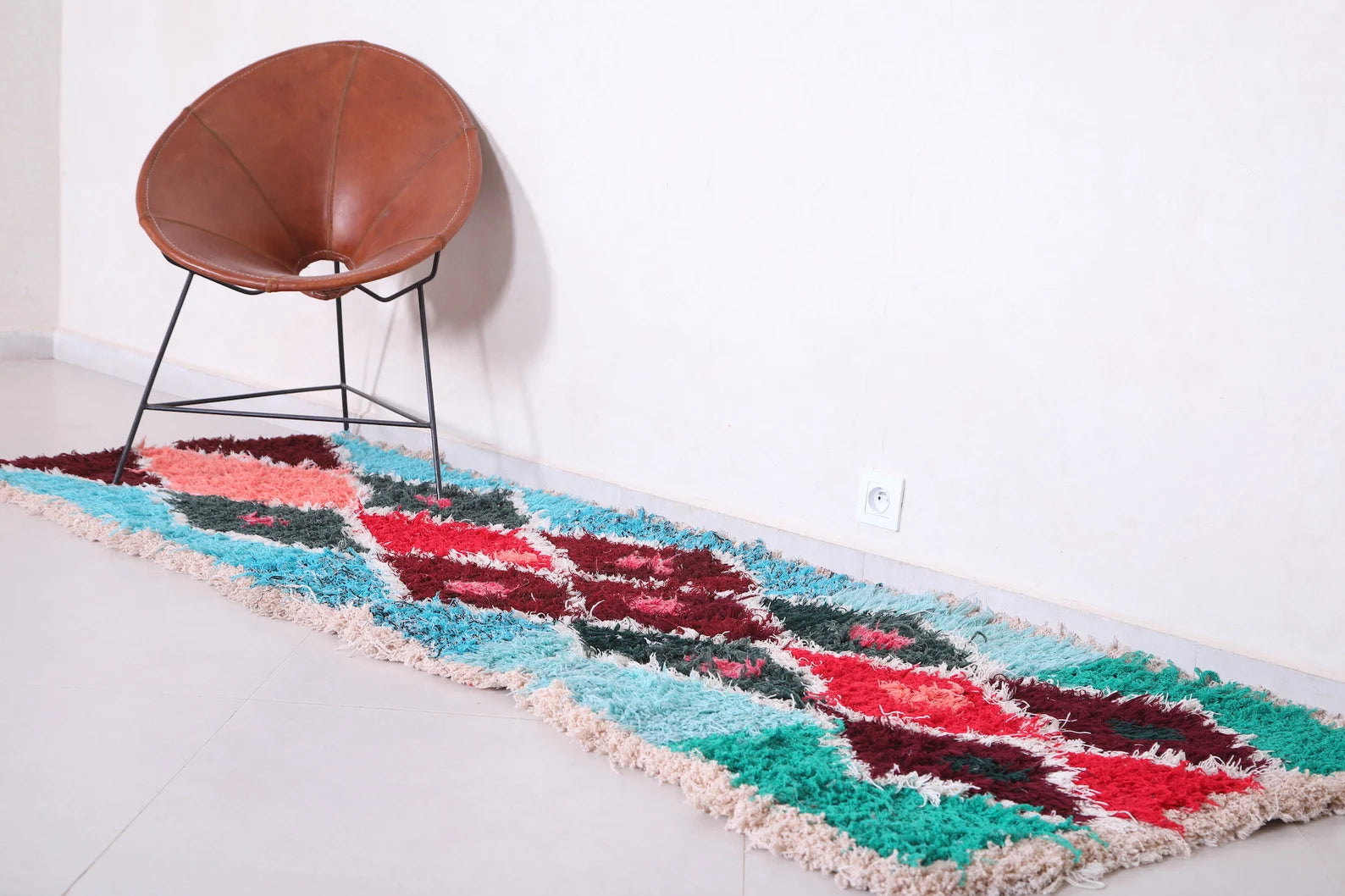 Vintage Moroccan Accent Area Rug 2.8 x 7.9 ft