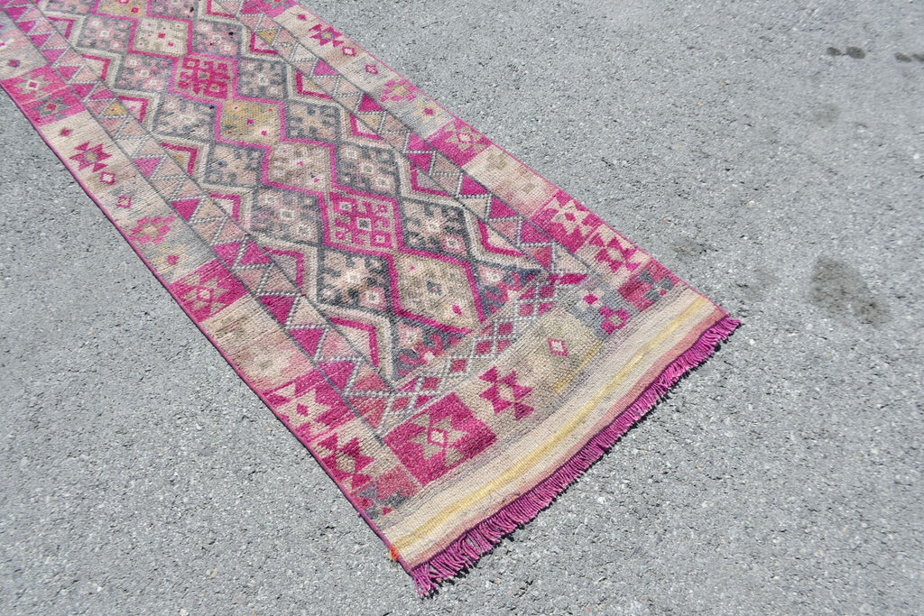 Vintage Turkish Runner Rug 2.7 x 11 ft