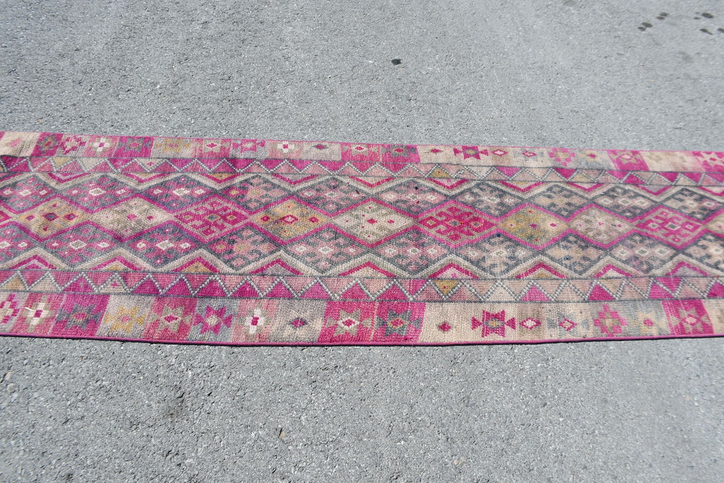 Vintage Turkish Runner Rug 2.7 x 11 ft