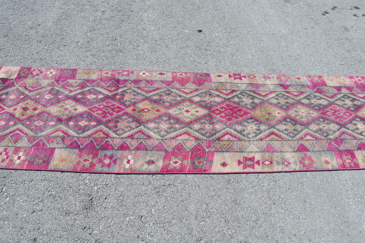 Vintage Turkish Runner Rug 2.7 x 11 ft