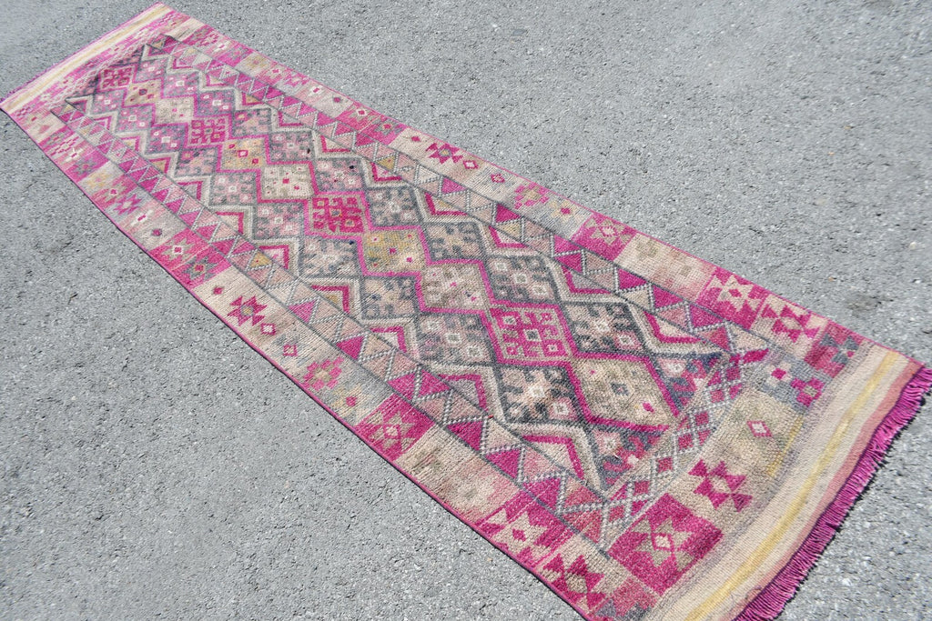 Vintage Turkish Runner Rug 2.7 x 11 ft