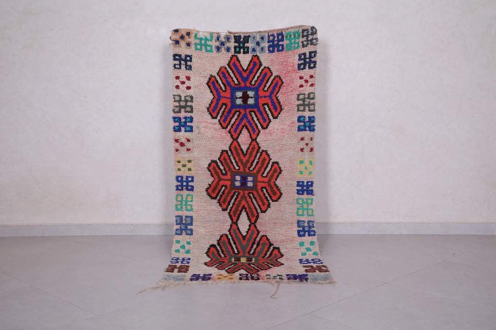 Vintage Moroccan Accent Area Rug 2.7 x 5.9 ft