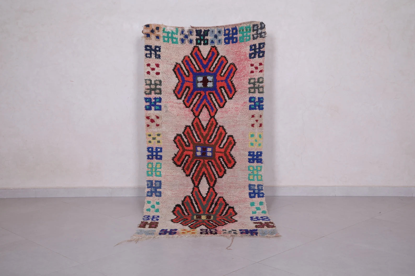 Vintage Moroccan Accent Area Rug 2.7 x 5.9 ft