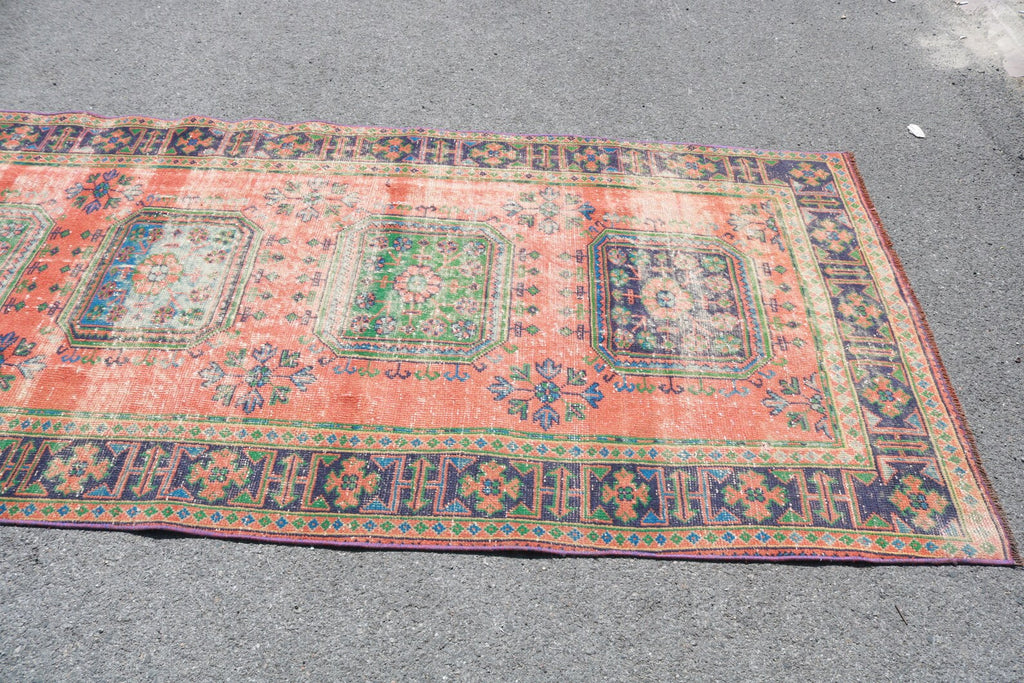 XL Vintage Turkish Accent Area rug 4.4 x 11.1 ft