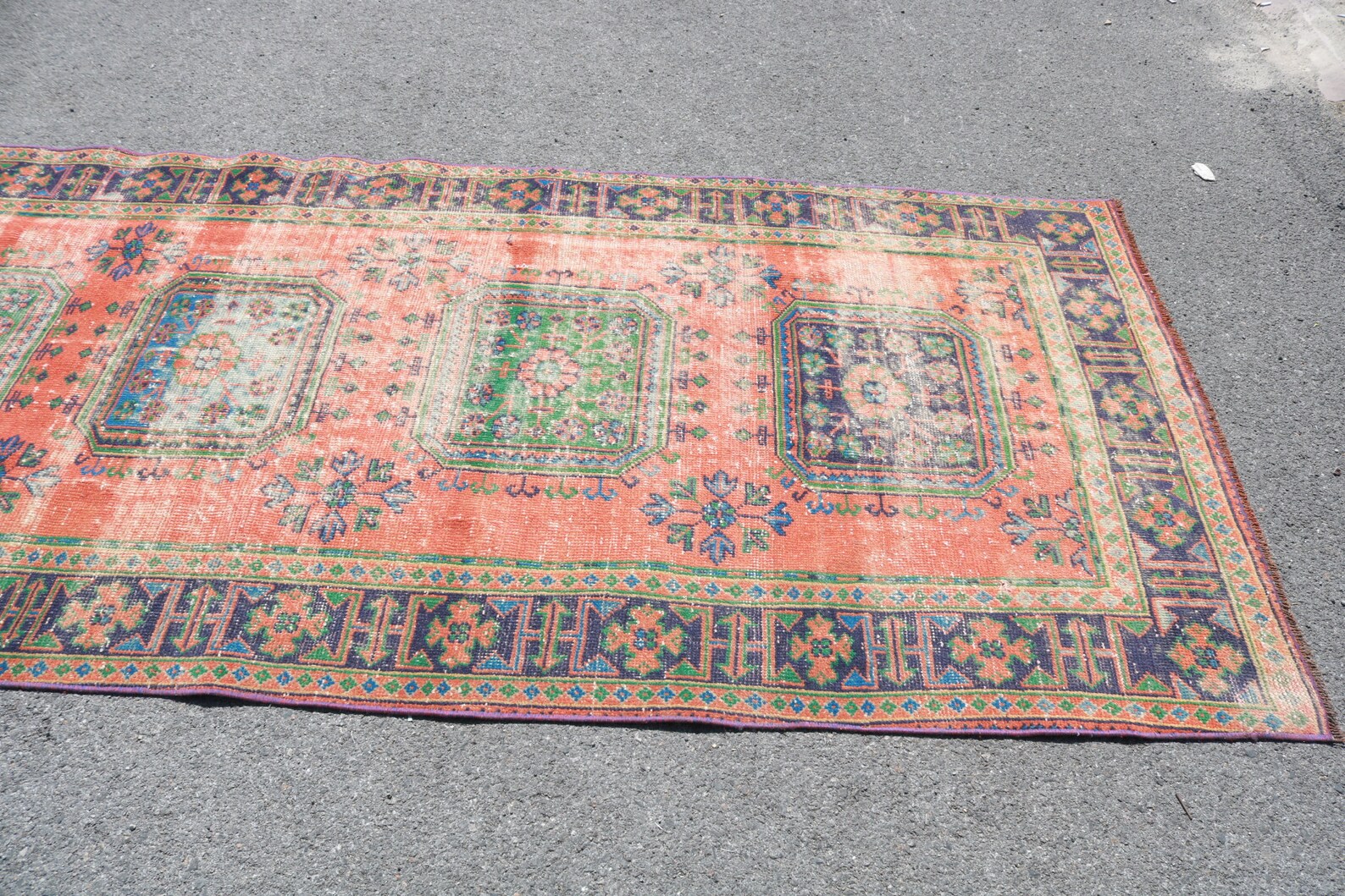 XL Vintage Turkish Accent Area rug 4.4 x 11.1 ft