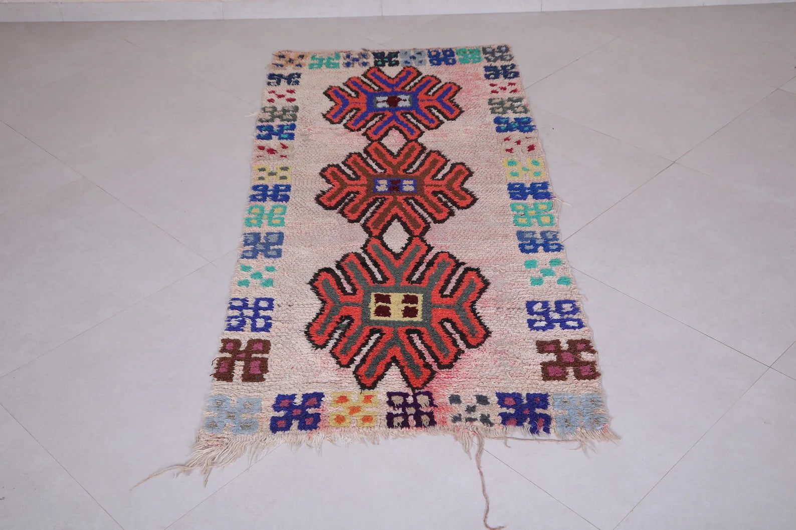 Vintage Moroccan Accent Area Rug 2.7 x 5.9 ft