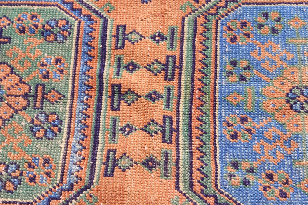 Vintage Turkish Accent Area rug 4.1 x 11.3 ft