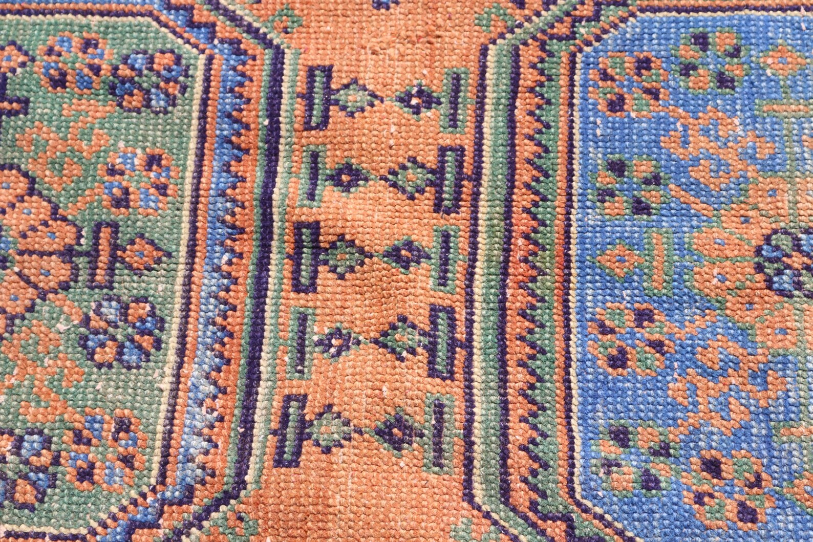 Vintage Turkish Accent Area rug 4.1 x 11.3 ft