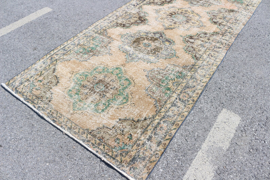 Vintage Turkish Accent Area rug 4.7 x 11.9 ft
