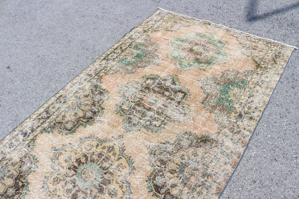 Vintage Turkish Accent Area rug 4.7 x 11.9 ft