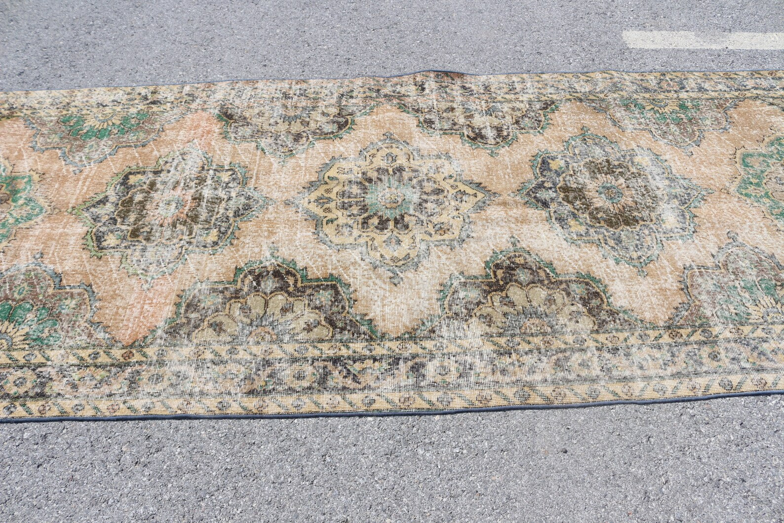 Vintage Turkish Accent Area rug 4.7 x 11.9 ft