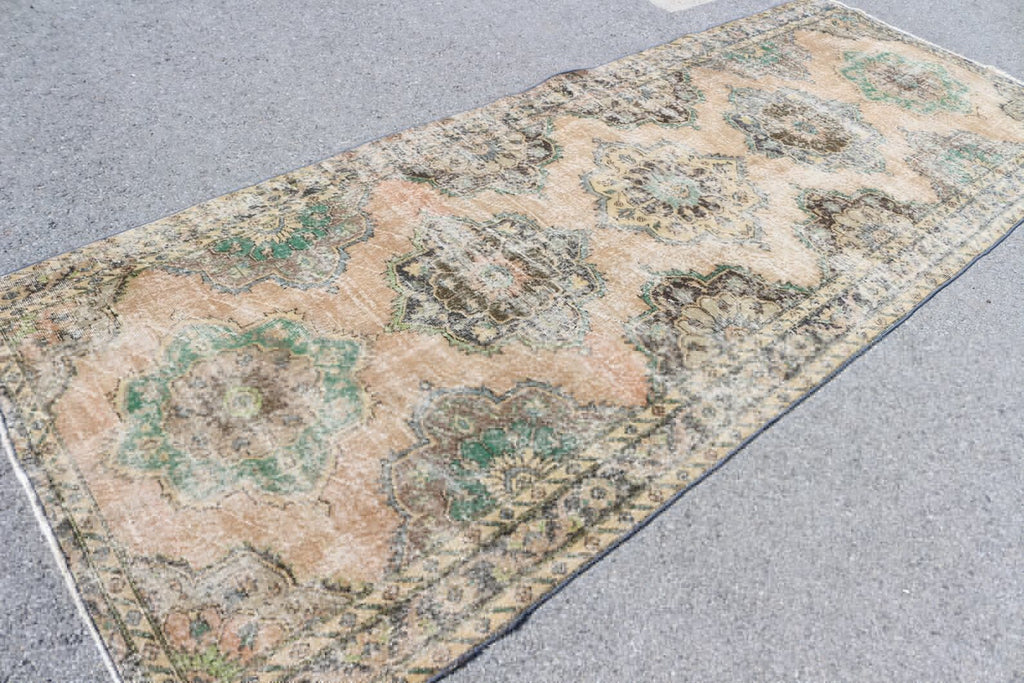 Vintage Turkish Accent Area rug 4.7 x 11.9 ft
