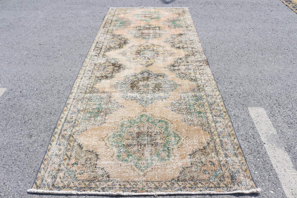 Vintage Turkish Accent Area rug 4.7 x 11.9 ft