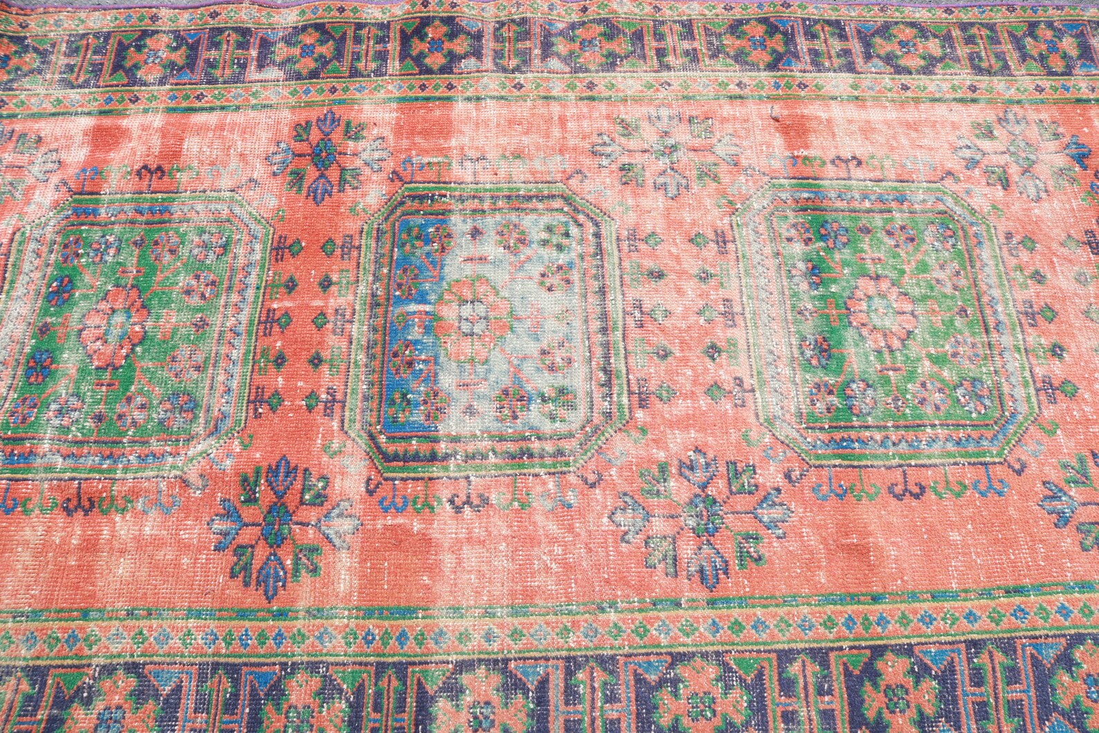 XL Vintage Turkish Accent Area rug 4.4 x 11.1 ft