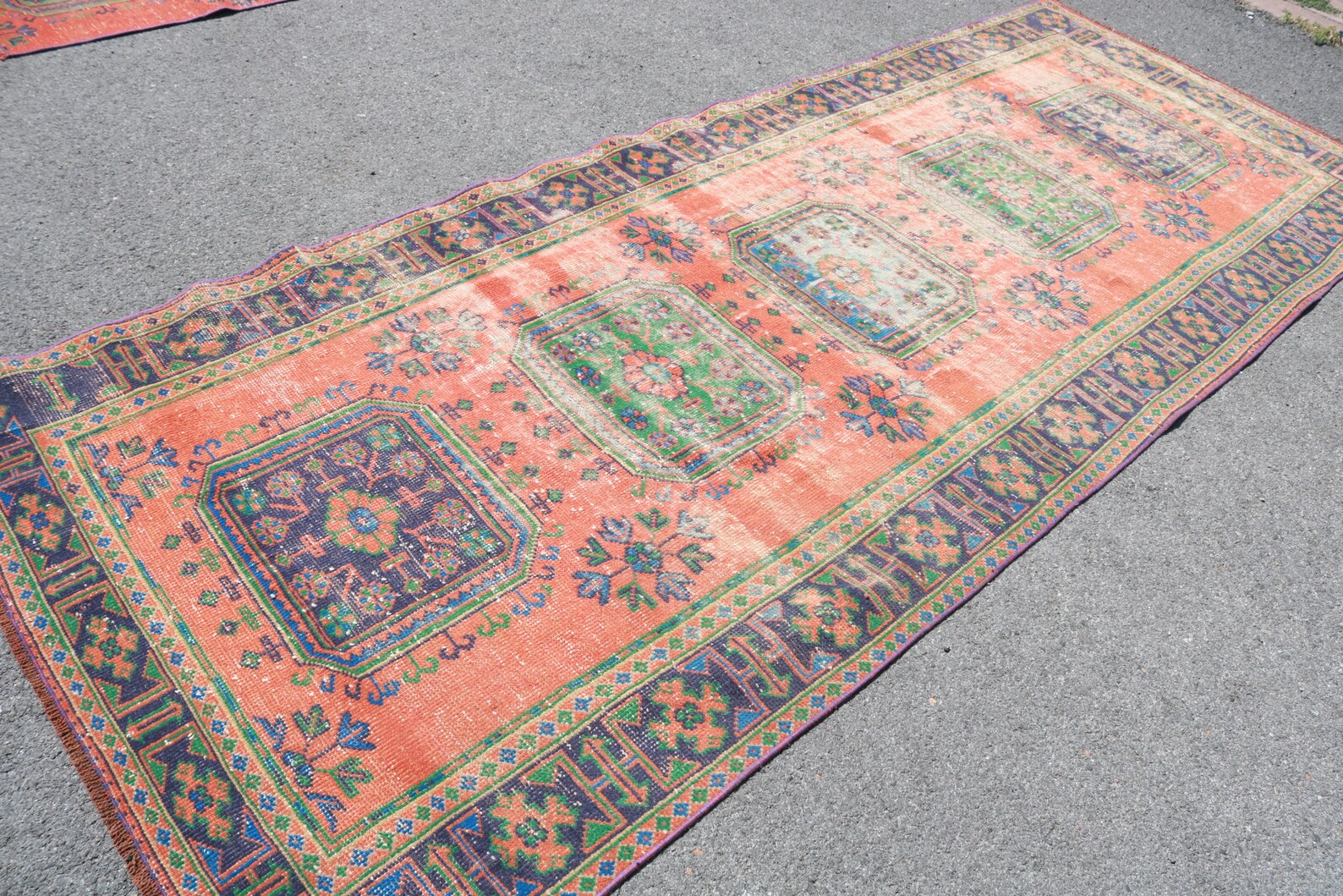 XL Vintage Turkish Accent Area rug 4.4 x 11.1 ft