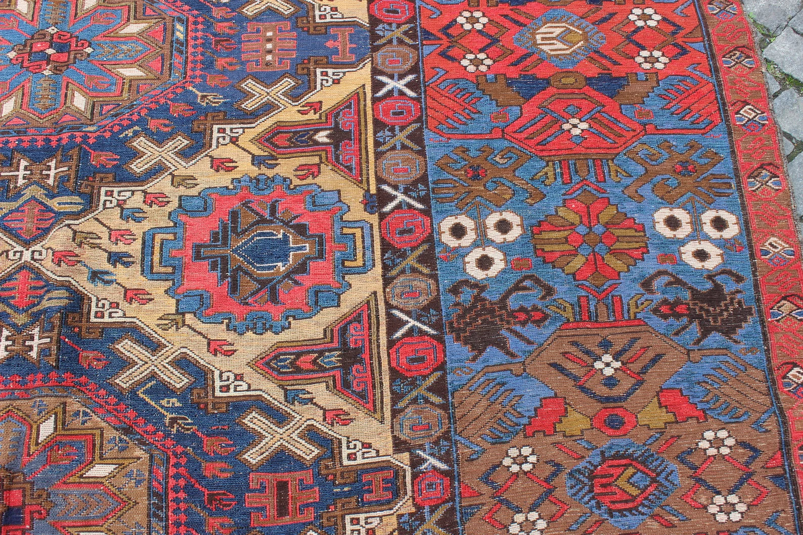 XL Vintage Soumak Accent Area Rug 6.6 x 9.7 ft