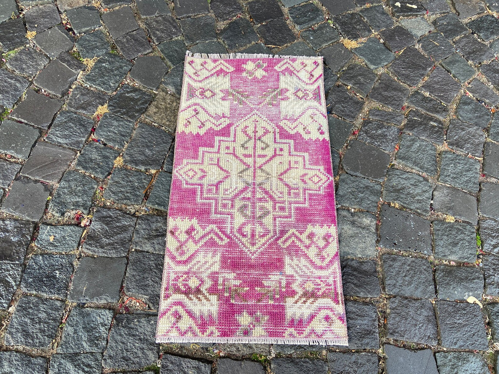 Vintage Turkish Mini Rug 1.3 x 2.5 ft