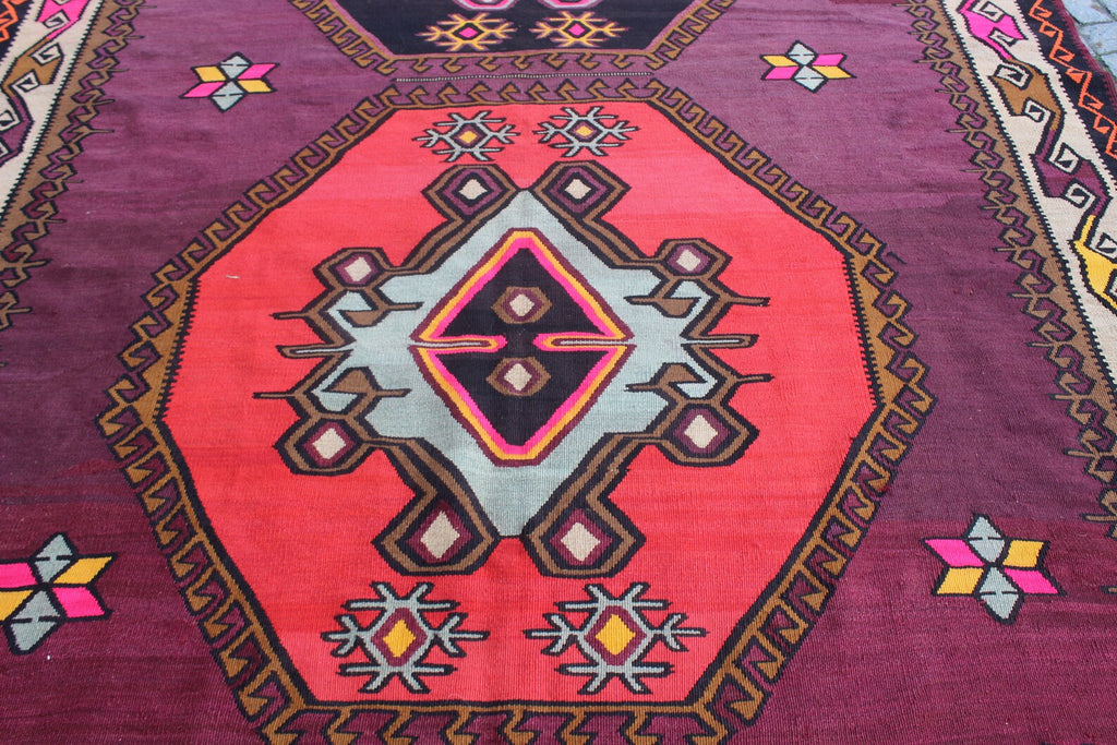 XL Vintage Turkish Accent Area Rug 7.2 x 13 ft