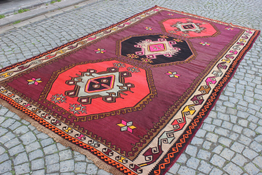 XL Vintage Turkish Accent Area Rug 7.2 x 13 ft