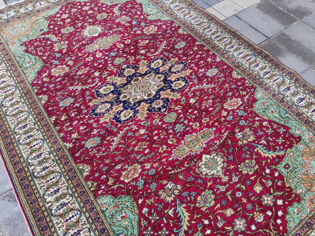 XL Vintage Persian Accent Area Rug 6.5 x 9.8 ft